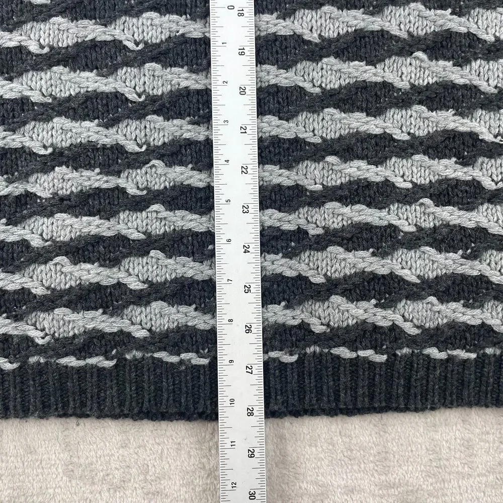 John Varvatos Luxe Sweater Men 2XL Grey Black Wool Cashmere‎ Knit Long Sleeve